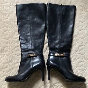 Coach Knee High Black Leather Boots | Size 8 | 3.5” Heel | Resoled